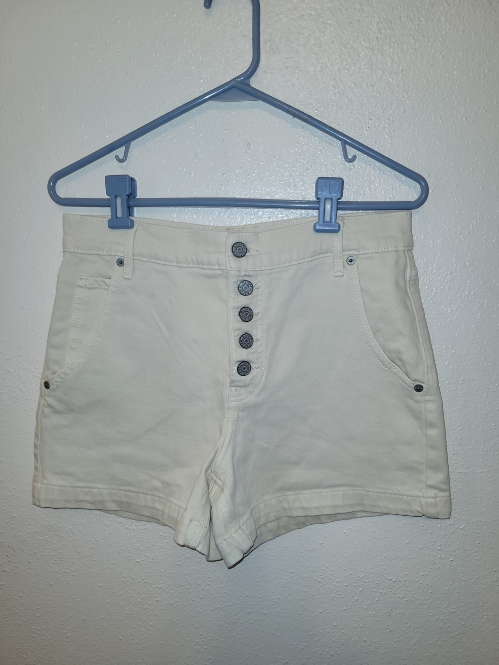 Banana Republic Cream Button-Front High-Rise Jean Shorts 27/4